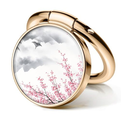 Cell Phone Ring Holder, Cute Metal Phone Grip Stand Finger Ring Kickstand, Flexible 360°Rotation Phone Tablet Case Accessories Compatible with Most Phones Misty Mountain Flowers - color: Misty Mountain Flowers