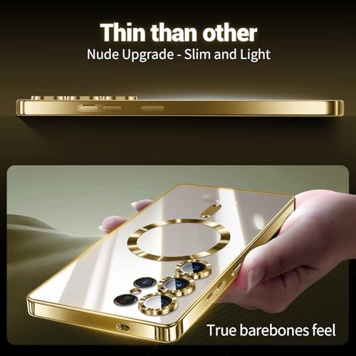 Compatible with Samsung Galaxy S25 Ultra Case（Only）.Magnetic Cover for S25 Ultra. Glossy Slim Thin Soft funda capa para for Galaxy S25 Ultra 6.9 inch.Compatible with MagSafe (Gold) - color: Gold