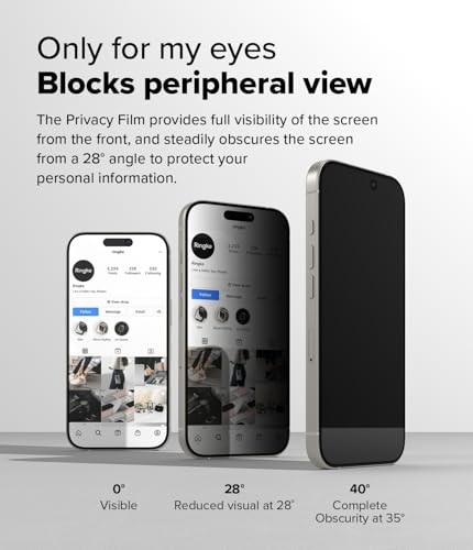 Ringke for iPhone 16 Pro Screen Protector [Easy Slide Privacy, 2 Pack] - size: iPhone 16 Pro