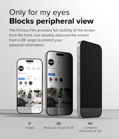 Ringke for iPhone 16 Pro Max Screen Protector [Easy Slide Privacy, 2 Pack] - size: iPhone 16 Pro Max
