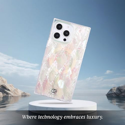 COCOMII Rectangle for iPhone 14 Pro Case, Natural Real Mother of Pearl | Compatible with MagSafe Wireless Charging, Shockproof 10ft Drop Protection, Camera & Screen Protection, Premium Glossy Finish - color: Natural Real Mother of Pearl, size: iPhone 14 P