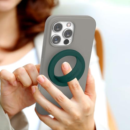 Encased Magnetic Phone Grip Holder Thin Silicone Finger Loop Ring Compatible with iPhone (Evergreen) - color: Evergreen
