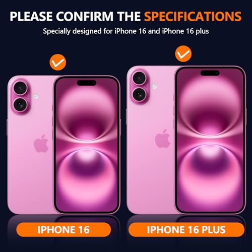 Suoman for iPhone 16/16 Plus Camera Lens Protector, 9H Tempered Glass Film - color: Pink