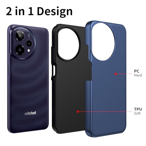 for Cricket Icon Plus 2026 (Plus Version Only) /AT&T Verge 2 Case with Tempered Glass Screen Protector,Dual Layer Heavy Duty Shockproof Protection (Blue) - color: Blue
