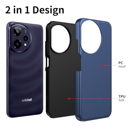 for Cricket Icon Plus 2026 (Plus Version Only) /AT&T Verge 2 Case with Tempered Glass Screen Protector,Dual Layer Heavy Duty Shockproof Protection (Blue) - color: Blue