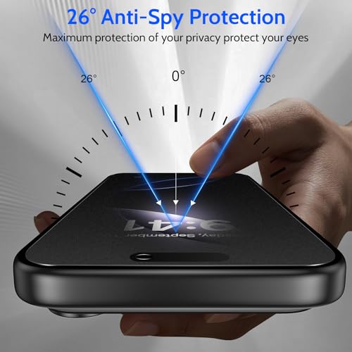 Fotbor [Ultra-Shield 26° True Privacy Screen Protector Compatible with iPhone 16 Pro Max, 2-Pack Elite Matte AG Etched Glass, 9H Anti-Shatter, with [Installation Master Kit] - size: iPhone 16 Pro Max-6.9 inch