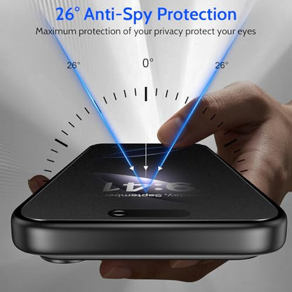 Fotbor [Ultra-Shield 26° True Privacy Screen Protector Compatible with iPhone 16 Pro Max, 2-Pack Elite Matte AG Etched Glass, 9H Anti-Shatter, with [Installation Master Kit] - size: iPhone 16 Pro Max-6.9 inch
