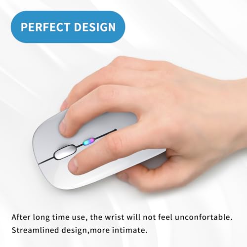 Afaartcci Rechargeable Wireless Mouse, Silent Bluetooth Mouse (Silver) - color: Silver