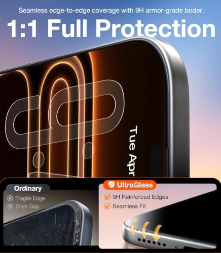UltraGlass Top 9H+ Armor for iPhone 16 Pro Privacy Screen Protector, 2 Pack | NO.1 Military Grade Shatterproof, Privacy Screen iPhone 16 Pro Tempered Glass, 100% Anti Spy, Longest Durable 16Pro 6.3" - size: iPhone 16 Pro