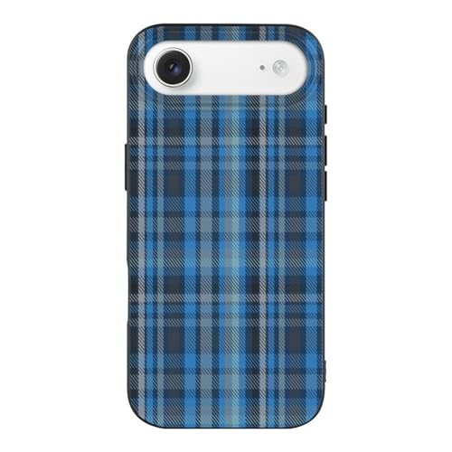 Blue Grey Mint Green TartanAnti-Yellowing Soft TPU Phone Case for iPhone 17, Shockproof and Scratch-Resistant Case - color: black-style-117
