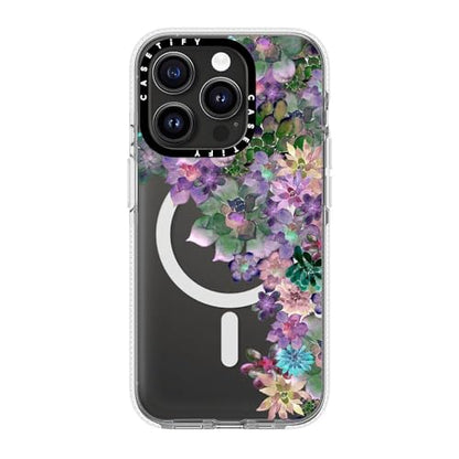 CASETiFY for iPhone 15 Pro Case - Impact Clear Compatible with MagSafe | Not Yellowing | 6.6 ft. 3X Military Grade Drop Protection | MY SUCCULENT GARDEN | Clear - color: MY SUCCULENT GARDEN, size: Iphone 15 Pro (6.1")