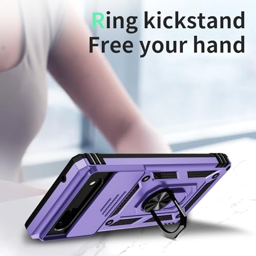 Vinve for Google Pixel 6 Pro Case with Slide Lens Cover, Military Grade Drop Protection, Magnetic Rotated Ring Holder Kickstand Protective Phone Case (Lavender) - color: Lavender ,Military Grade 2nd gen.