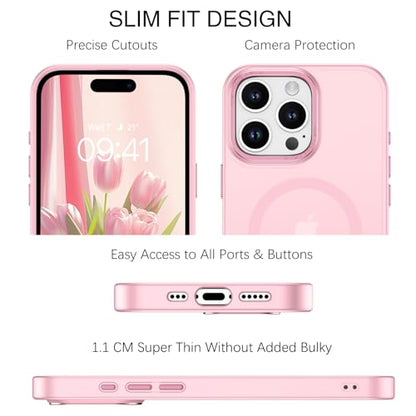 BENTOBEN Magnetic for iPhone 16 Pro Max Case,(Compatible with MagSafe) (Military Grade Drop Protection) Slim Translucent Matte Shockproof with Anti-Fingerprint Phone Case 6.9",Light Pink - color: Light Pink