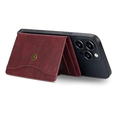 Ultra-Thin Magnetic Wallet and Card Holder (burgundy) | Compatible with All Magnetic Protective Case,Premium PU leather, stand function, 6 card slots; Fits iPhone17/16/15/14series - color: burgundy