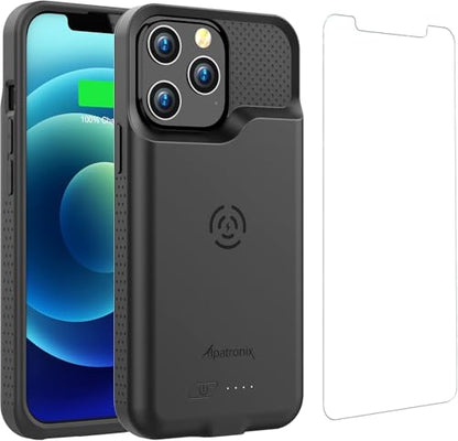 Alpatronix Battery Case for iPhone 13 and iPhone 13 Pro (6.1 inch), Strong Slim Portable Protective Extended Charger Cover with Wireless Charging and Certified Connector Chip (BX13) – Black - size: iPhone 13/13 Pro