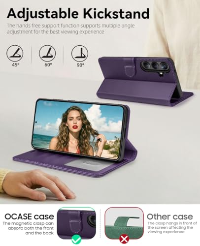 OCASE for Samsung Galaxy S26+ Plus Wallet Case, Card Holder, Dark Purple | RFID Blocking, Kickstand, Magnetic Closure, PU Leather Flip Folio, Shockproof TPU Shell, Protective Phone Cover (6.7") 2026 - color: Dark Purple, size: Samsung Galaxy S26 Plus