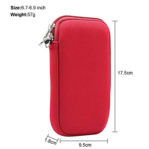 Neoprene Cell Phone Sleeve Zipper Phone Pouch Case for Samsung Galaxy S26 Ultra S25 Ultra S24 Ultra S23 Ultra A17 A16 A26 A36 A56 A15 A25 A35 A55 A14 A13 A07 A06 A05 A04 A03s, iPhone 16 Pro Max (Red) - color: Red