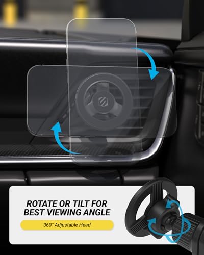 Scosche MagSafe Car Mount Vent, Magnetic Phone Holder for Car with Strong Magnets and Secure Twist-Lock Vent Clip, 360° Rotatable Car Phone Holder for iPhone 17 16 15 14 13 12, Includes Magnetic Ring - size: 1 Pack