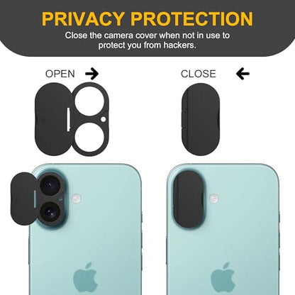 3 Pack Privacy Cover Compatible for iPhone 16/iPhone 16 Plus with 2 Front Camera Privacy Cover, Anti-Spy Camera Cover, Easy-Adhesive Design, Safeguard on iPhone 16/16 Plus,Black - size: iPhone 16/iPhone 16 PlusMax