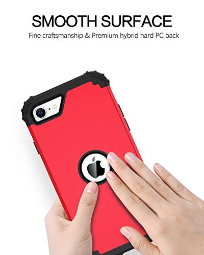 BENTOBEN for iPhone SE 2022 Case, Phone Case iPhone SE 2020, Heavy Duty 3 in 1 Full Body Rugged Shockproof Hybrid Hard PC Soft Rubber Bumper Drop Protective Girls Women Boy Men Covers, Red/Black - color: Black/Red