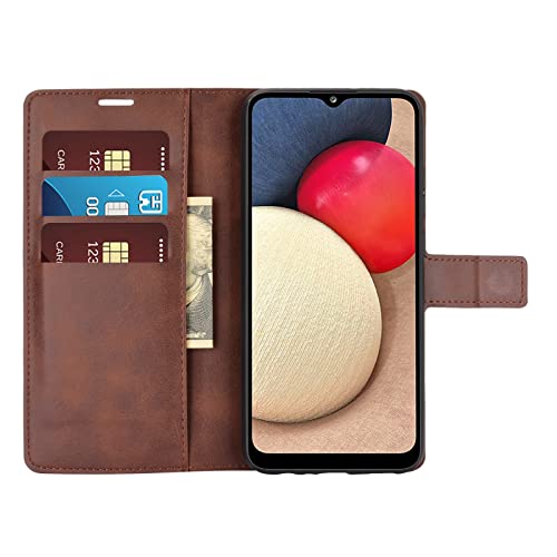 Flip Case for Samsung A03S Wallet PU Leather Magnetic Protective Cellphone Case for Samsung Galaxy A02S A025M A03S A037M Folio Book Cover with Stand (Brown) - color: Brown