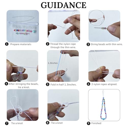 SHUANGART 531 Pcs Phone Chain Beaded Making Kit, Cell Phone Charms Lanyard Wrist Strap Set with Matte Frosted Beads Burst Round Beads Glass Seed Beads Phone Tether Tab for Women DIY Bracelet Keychain