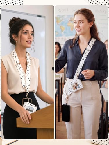 Woanger Teacher Phone Crossbody Lanyard with Wallet Pouch, Adjustable Clip Cell Phone Lanyard Back to School Teacher Gift - style: Polka Dots