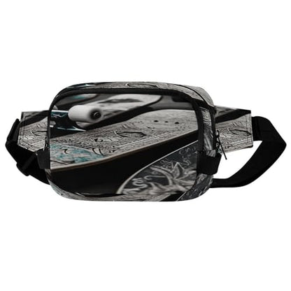 Skate Boards Fanny Packs for Women Men Double Layer Fashion Waist Pack Adjustable Belt Bag with Pockets Small Crossbody Bags for Running Hiking Workout Travel Daily Use