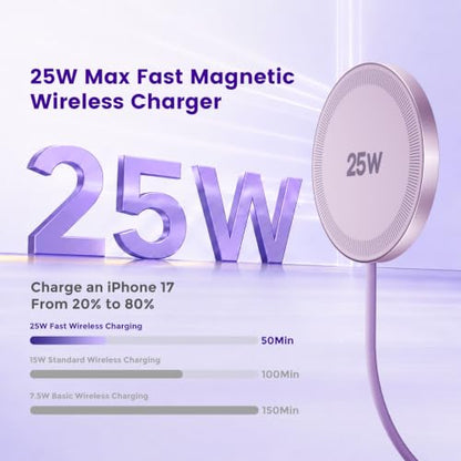 MagSafe 25W Wireless Charger for Apple Magnetic Fast Charging Pad - color: Light Violet