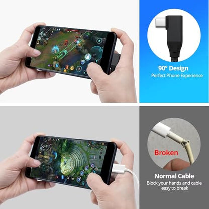 USB C Right Angle Cable 100W 6.6ft, 4K Video USB C 3.2 Gen2x2 Data Cable - color: Black, size: 6.6FT