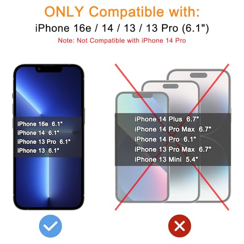 TECHO Privacy Screen Protector Compatible with iPhone 16e / iPhone 14 / iPhone 13 / iPhone 13 Pro Tempered Glass Film (Edge to Edge Full Coverage) (Anti Spy) (Case Friendly) (2 PACK) (6.1 inch)