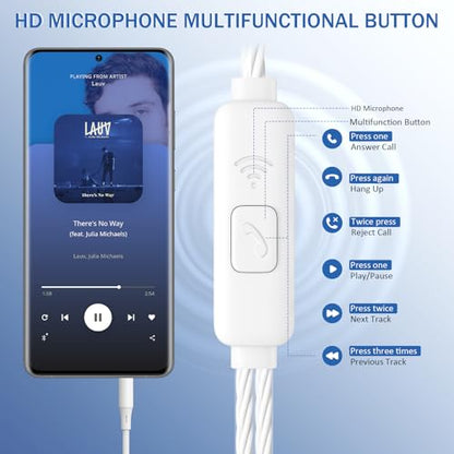 Jogteg Wired Earbuds, 5 Pack 3.5mm Stereo Headphones with Microphone - color: White
