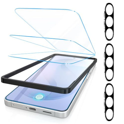 Fotbor [3+3 Pack Anti Blue Light Screen Protector for Samsung Galaxy S26 Plus/S26+ with 3 Pack Camera Lens Protector, [Alignment Frame] 9H Hardness, Easy Install, Ultrasonic Fingerprint Compatible - size: Samsung Galaxy S26 Plus - 6.7 inch