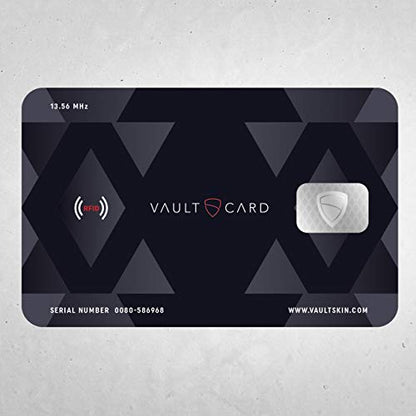 VAULTCARD RFID Blocking Card, NFC Jamming, Protects Wallet and Passport | Vaultskin Patented Multi-Card Defense, superior military-grade 13.56 MHz signal blocker, no battery or credit sleeves needed