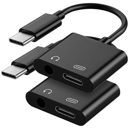 Criello USB C to 3.5mm Headphone and Charger Adapter 2 Pack - color: Black, size: 2 Pack