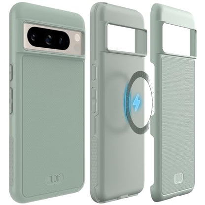TUDIA MergeGrip [Magsafe Compatible] Designed for Google Pixel 8 Pro Case (2023) - Dual Layer [Military Grade] Shockproof Slim Rugged Tough Heavy Duty Phone Cases - Green Lily - color: Green Lily, size: Magnetic Pixel 8 Pro