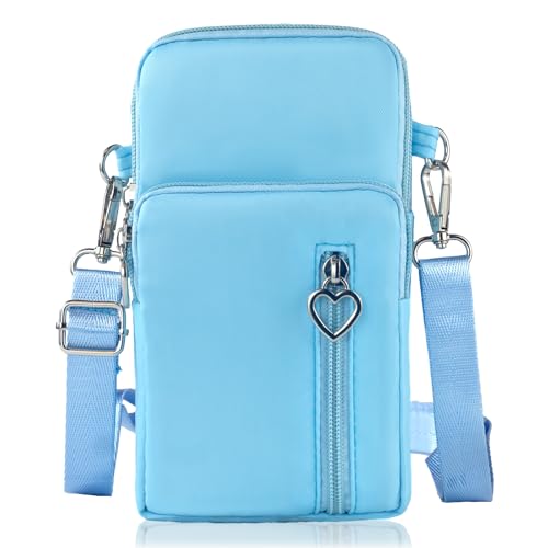 Small Crossbody Bag for Women - Mini Phone Purses with Crossbody Strap and Wallet - Nylon Arm Bag - color: A-lightblue