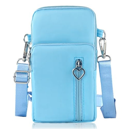 Small Crossbody Bag for Women - Mini Phone Purses with Crossbody Strap and Wallet - Nylon Arm Bag - color: A-lightblue