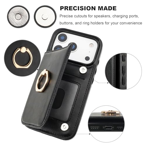 ONETOP for iPhone 18/17 Pro Wallet Case with Credit Card Holder,Black - color: Black