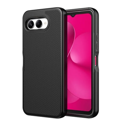 for T-Mobile REVVL 8 Phone Case with Tempered Glass Screen Protector,Dual Layer Heavy Duty Shockproof Protection Cover (Black) - color: Black