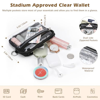 MoKo Adjustable Phone Crossbody Lanyard with Detachable RFID Wallet - color: Black&clear