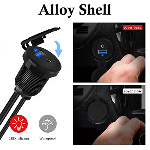 Alloy USB 3.0 & DC3.5 Male to Female Car Mount Flush Cable 3ft - style: USB3.0 & DC3.5 3ft