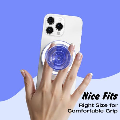 Svanove Magnetic Phone Grip Compatible with Magsafe, Mag Safe Translucent Clear Grip Collapsible Kickstand for iPhone Samsung Pixel, Cute Transparent Silicone Removable Phone Stand Holder, Neon Blue - color: Blue, style: Magnetic