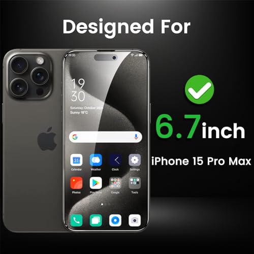 Romkasi 4 Pack Privacy Screen Protector for iPhone 15 Pro Max 6.7 Inch with 4 Pack Camera Lens Protector, Anti Spy Tempered Glass Film, Anti-Scratch, Touch Sensitive, Case Friendly - color: iPhone 15 Pro Max