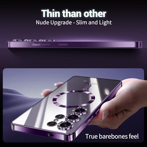Hurgoer for Samsung Galaxy S22 Ultra Case.Soft TPU Electroplated Frame Cover with Clear Back.Drop Tested Protective Full Body Case.Thin Light Slim【Not Magsafe】 (Deep Purple, S22 Ultra) - color: Deep Purple, size: S22 Ultra