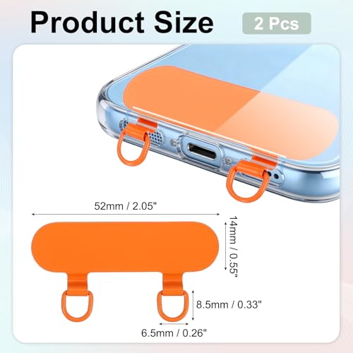 uxcell Double Ear Stainless Steel Clip Phone Lanyard Tab Ultra-Thin Phone - color: Orange