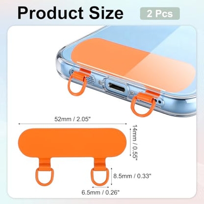 uxcell Double Ear Stainless Steel Clip Phone Lanyard Tab Ultra-Thin Phone - color: Orange