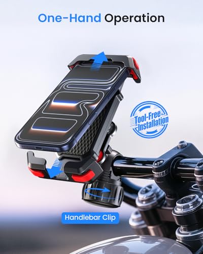 LOXP Anti-Shake Motorcycle Phone Holder with 2026 Dual Vibration Dampener - color: Red