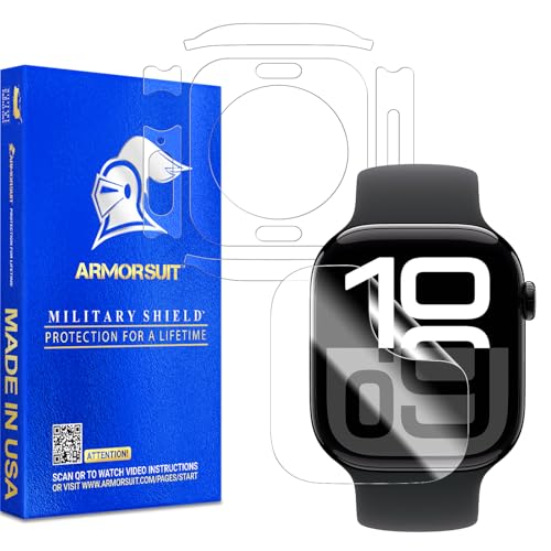 ArmorSuit Full Body Skin for Apple Watch Series 10 46mm Screen Protector MilitaryShield HD Clear TPU Film - Made in USA