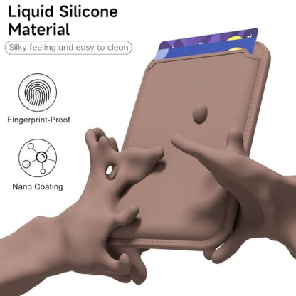 LoeoeL Magnetic Phone Wallet Compatible with Magsafe Wallet, Silicone ID Credit Card Holder Wallets for Back of Phone Pocket, Slim Thin Pouch Sleeve Wallets for iPhone Samsung, Brown Fall - color: Brown